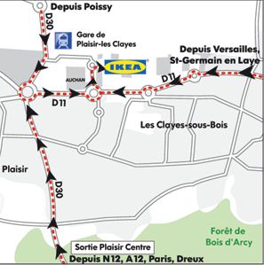 Plan d'accès Ikea Paris Ouest Plaisir
